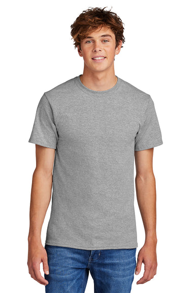 Port & Company PC55/PC55T Mens Core Short Sleeve Crewneck T-Shirt Heather Grey Model Front