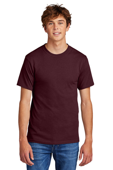 Port & Company PC55/PC55T Mens Core Short Sleeve Crewneck T-Shirt Athletic Maroon Model Front