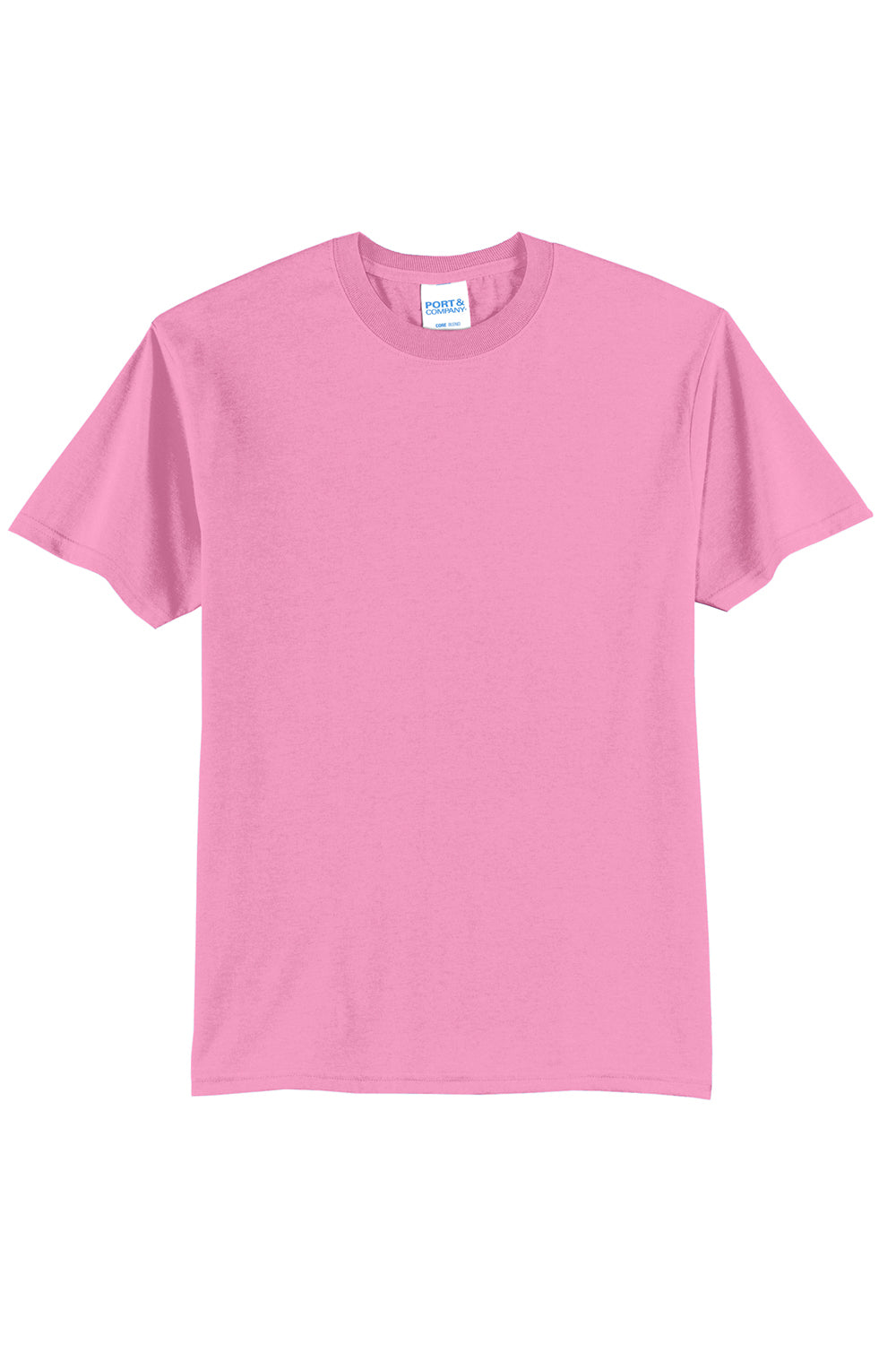 Port & Company PC55/PC55T Mens Core Short Sleeve Crewneck T-Shirt Candy Pink Flat Front