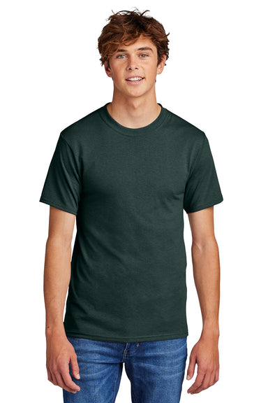 Port & Company PC55/PC55T Mens Core Short Sleeve Crewneck T-Shirt Dark Green Model Front