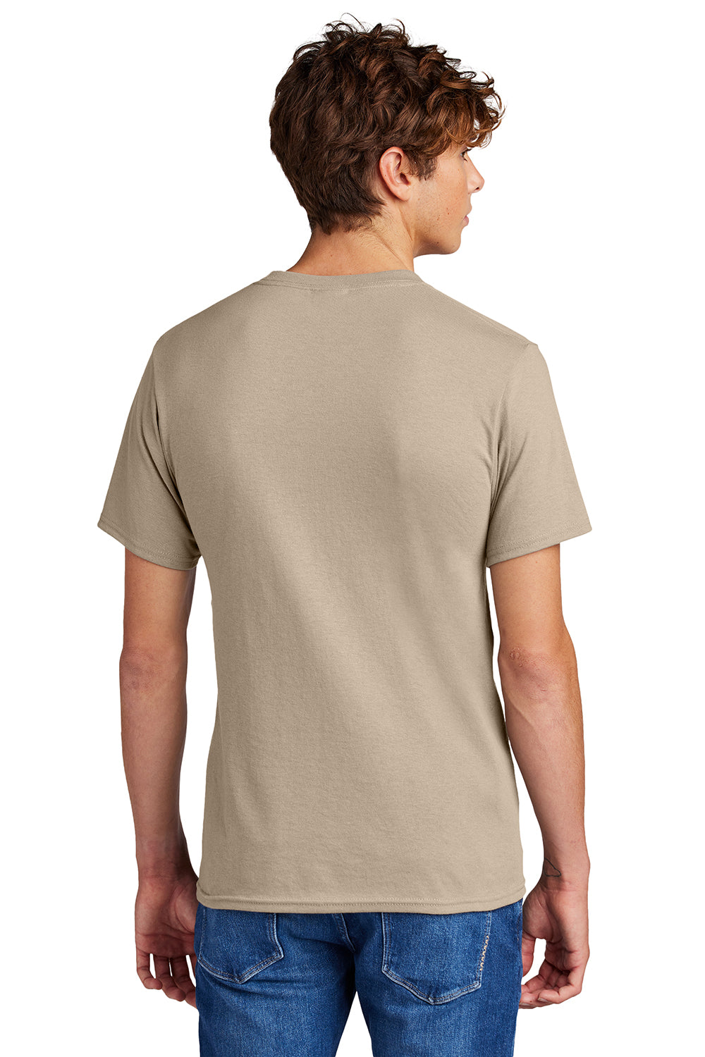 Port & Company PC55/PC55T Mens Core Short Sleeve Crewneck T-Shirt Desert Sand Model Back