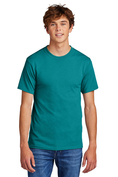 Port & Company PC55/PC55T Mens Core Short Sleeve Crewneck T-Shirt Jade Green Model Front