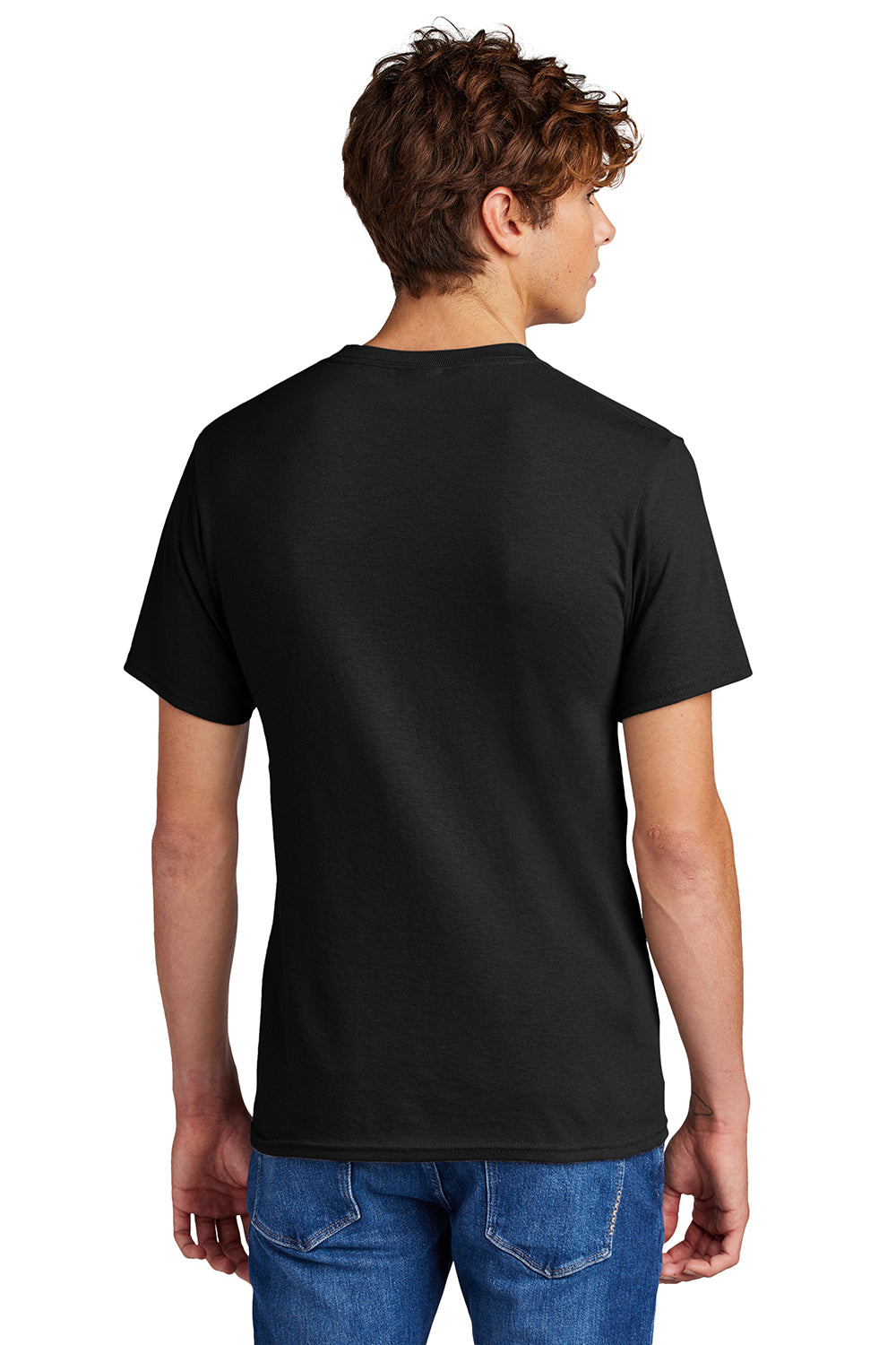 Port & Company PC55/PC55T Mens Core Short Sleeve Crewneck T-Shirt Jet Black Model Back