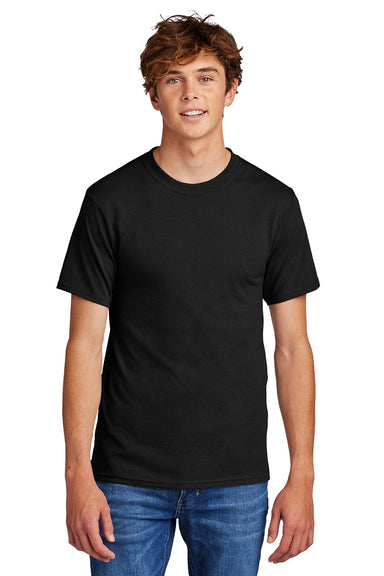 Port & Company PC55/PC55T Mens Core Short Sleeve Crewneck T-Shirt Jet Black Model Front