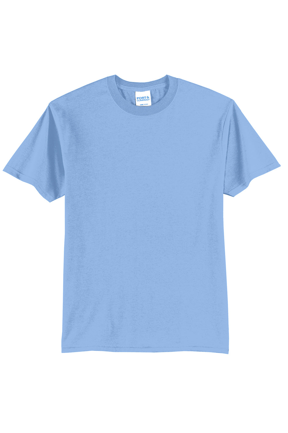 Port & Company PC55/PC55T Mens Core Short Sleeve Crewneck T-Shirt Light Blue Flat Front