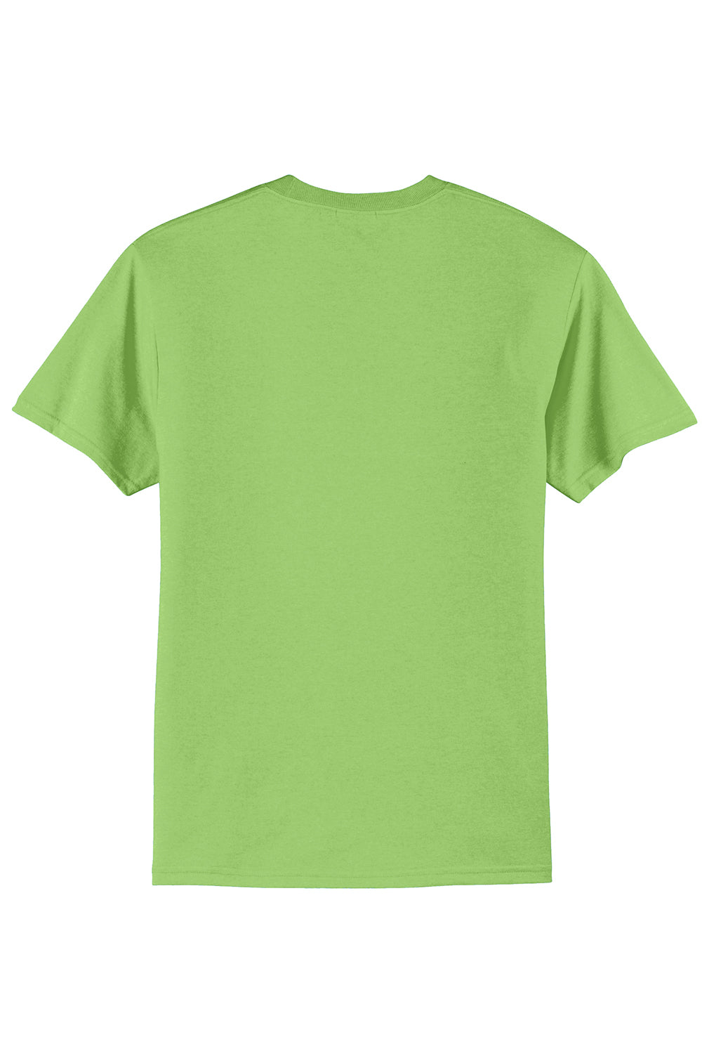 Port & Company PC55/PC55T Mens Core Short Sleeve Crewneck T-Shirt Lime Green Flat Back