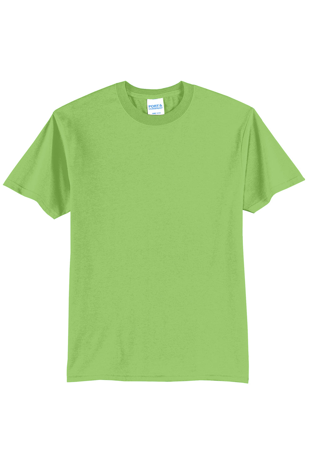 Port & Company PC55/PC55T Mens Core Short Sleeve Crewneck T-Shirt Lime Green Flat Front