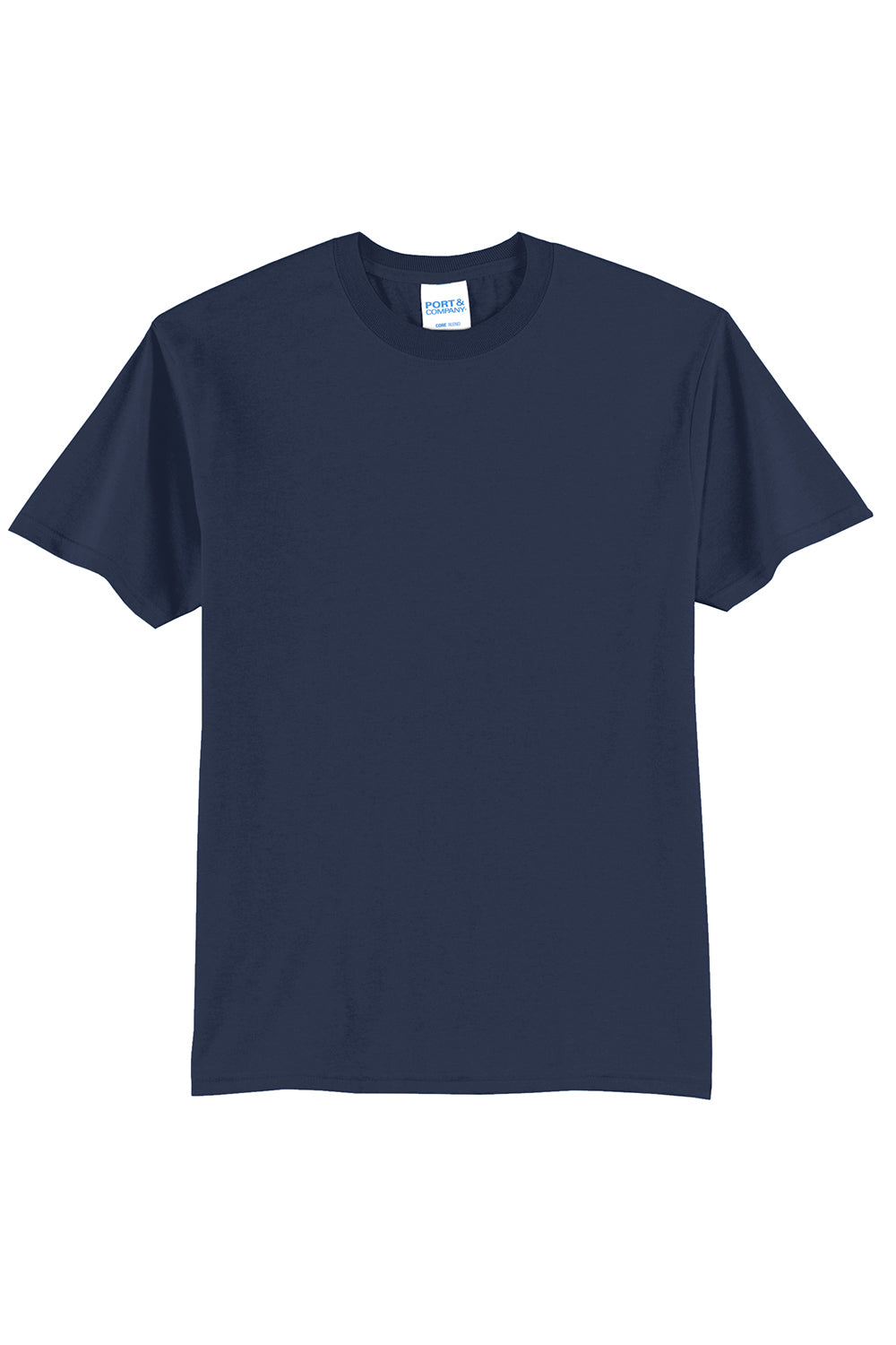 Port & Company PC55/PC55T Mens Core Short Sleeve Crewneck T-Shirt Navy Blue Flat Front