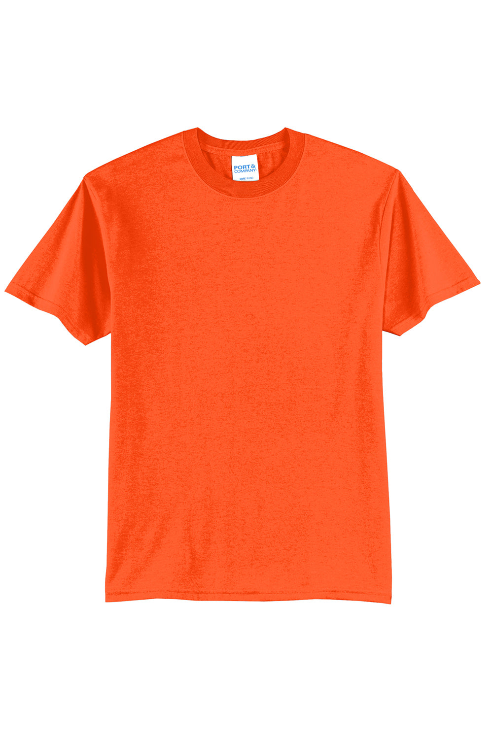 Port & Company PC55/PC55T Mens Core Short Sleeve Crewneck T-Shirt Safety Orange Flat Front