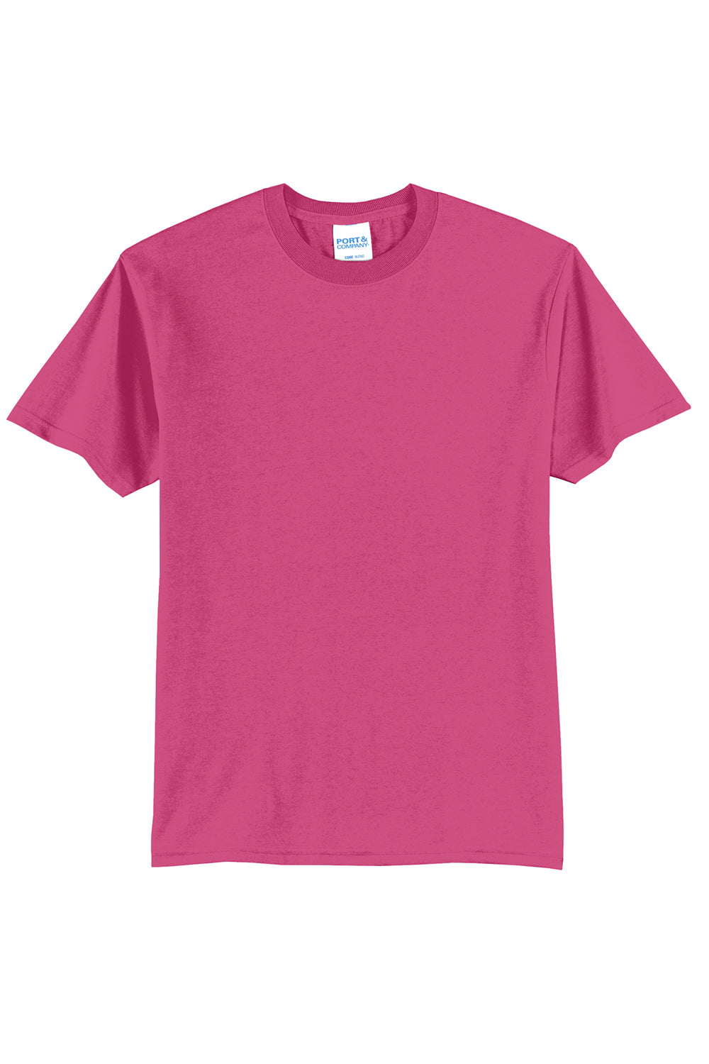 Port & Company PC55/PC55T Mens Core Short Sleeve Crewneck T-Shirt Sangria Pink Flat Front