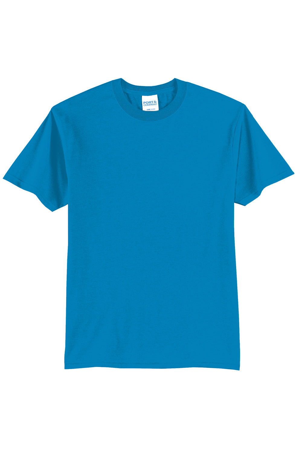 Port & Company PC55/PC55T Mens Core Short Sleeve Crewneck T-Shirt Sapphire Blue Flat Front