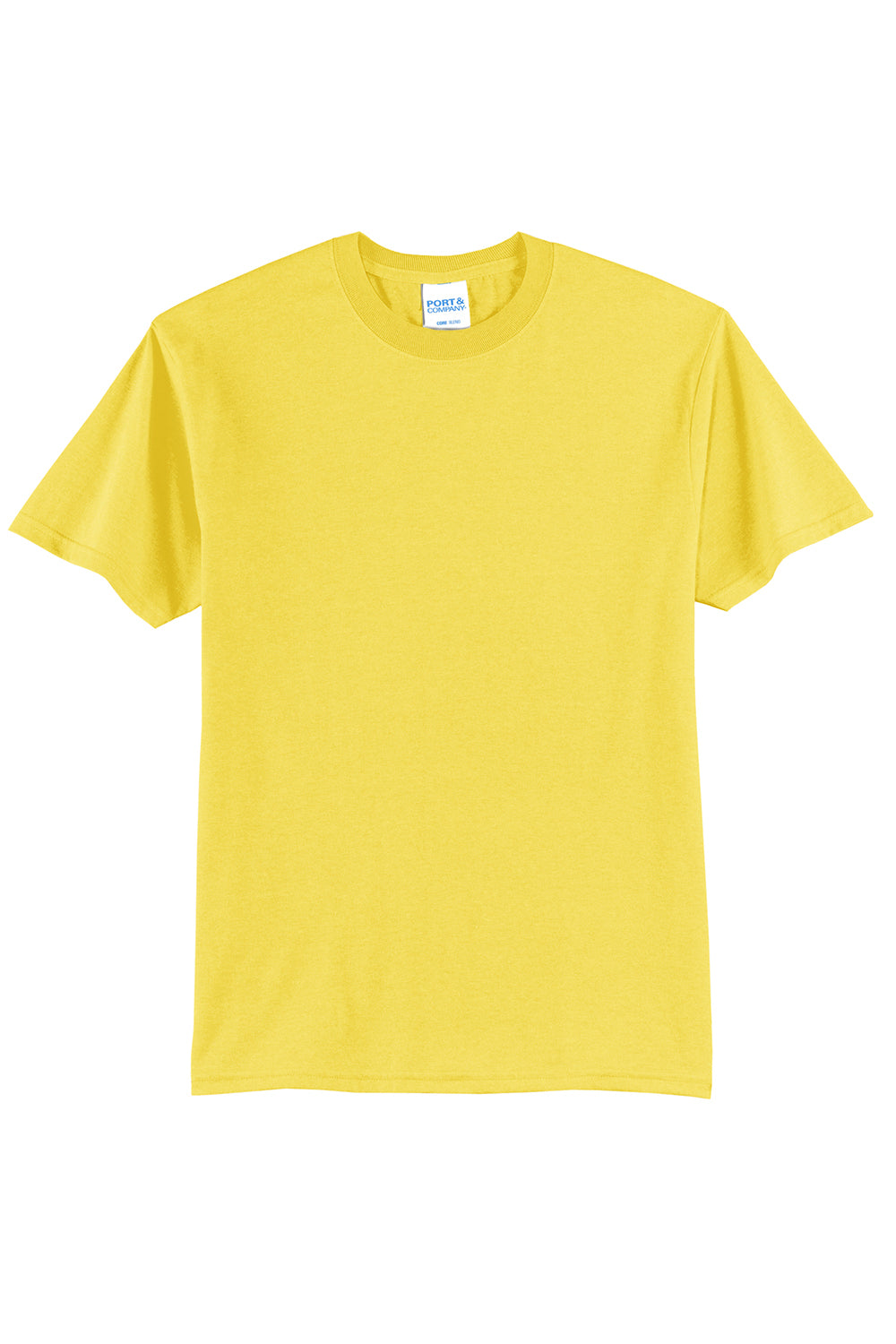 Port & Company PC55/PC55T Mens Core Short Sleeve Crewneck T-Shirt Yellow Flat Front