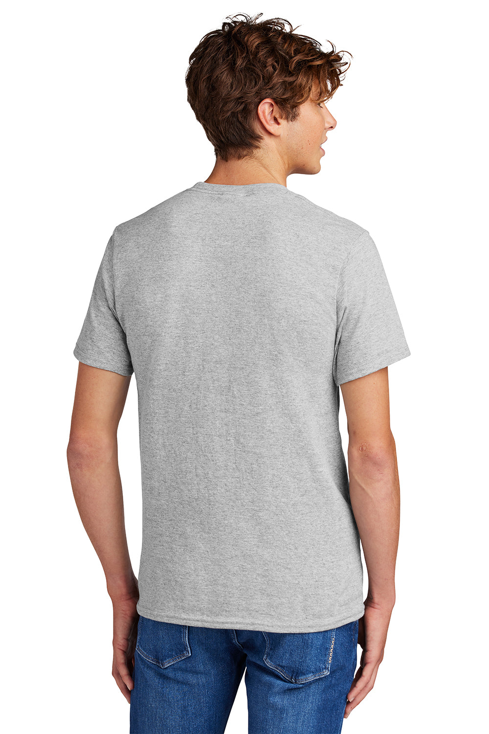 Port & Company PC55/PC55T Mens Core Short Sleeve Crewneck T-Shirt Ash Grey Model Back