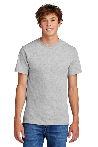 Port & Company PC55/PC55T Mens Core Short Sleeve Crewneck T-Shirt Ash Grey Model Front