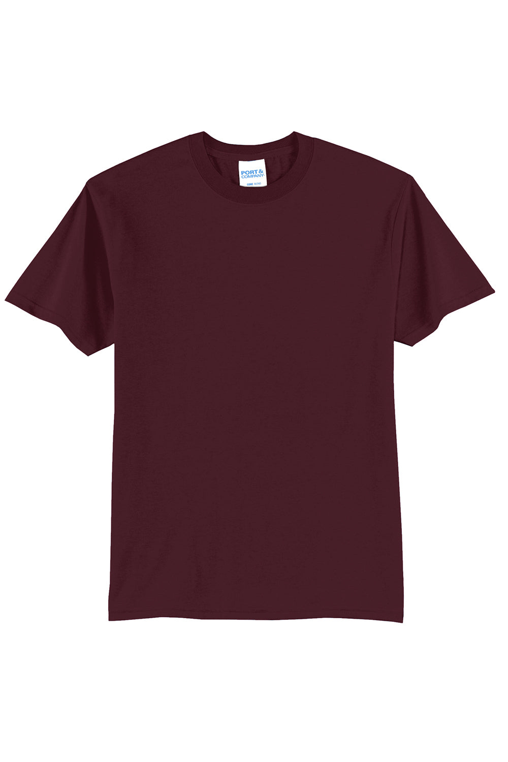 Port & Company PC55/PC55T Mens Core Short Sleeve Crewneck T-Shirt Athletic Maroon Flat Front