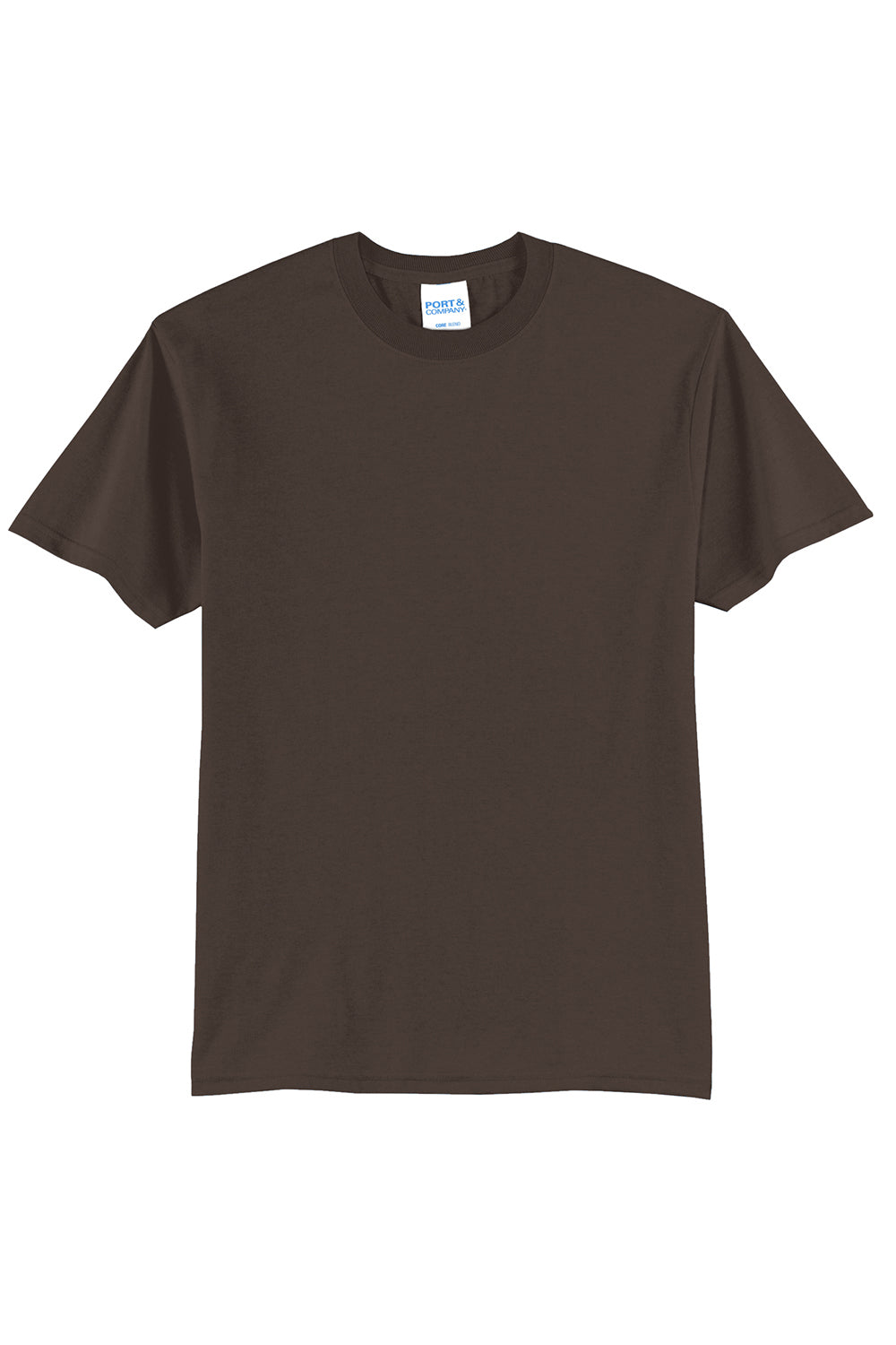 Port & Company PC55/PC55T Mens Core Short Sleeve Crewneck T-Shirt Brown Flat Front