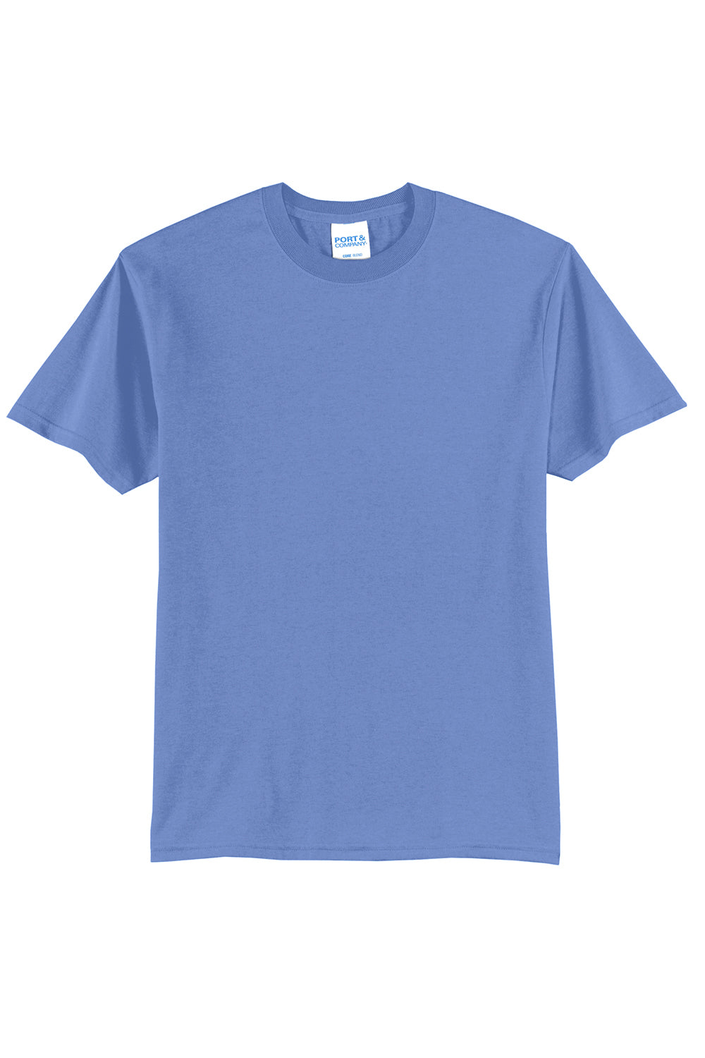 Port & Company PC55/PC55T Mens Core Short Sleeve Crewneck T-Shirt Carolina Blue Flat Front