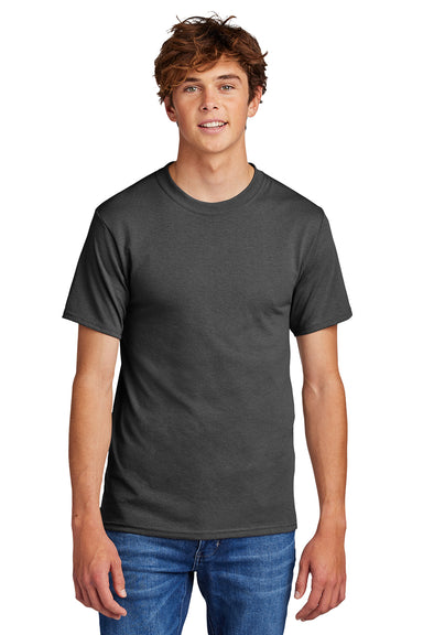 Port & Company PC55/PC55T Mens Core Short Sleeve Crewneck T-Shirt Charcoal Grey Model Front