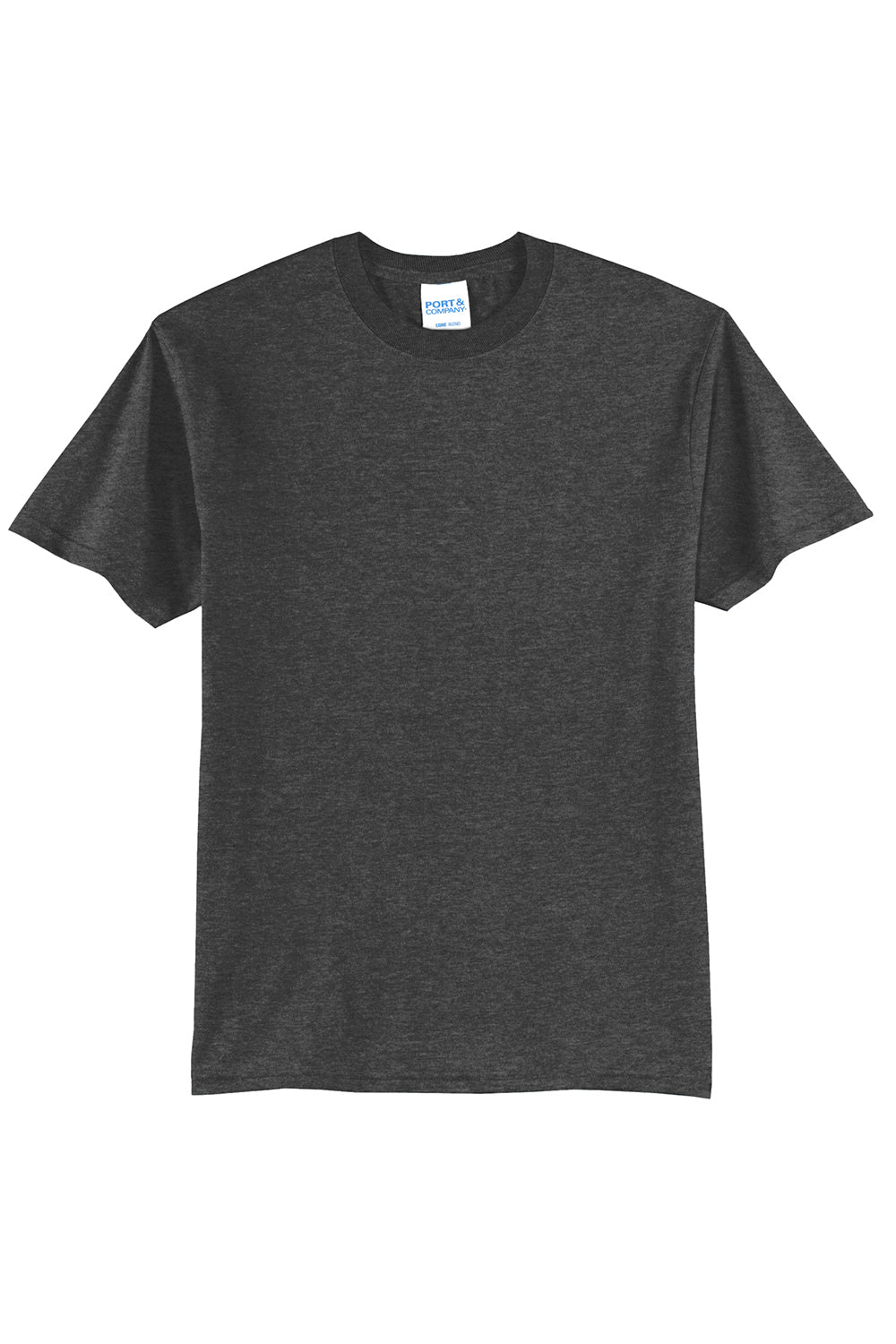 Port & Company PC55/PC55T Mens Core Short Sleeve Crewneck T-Shirt Heather Dark Grey Flat Front