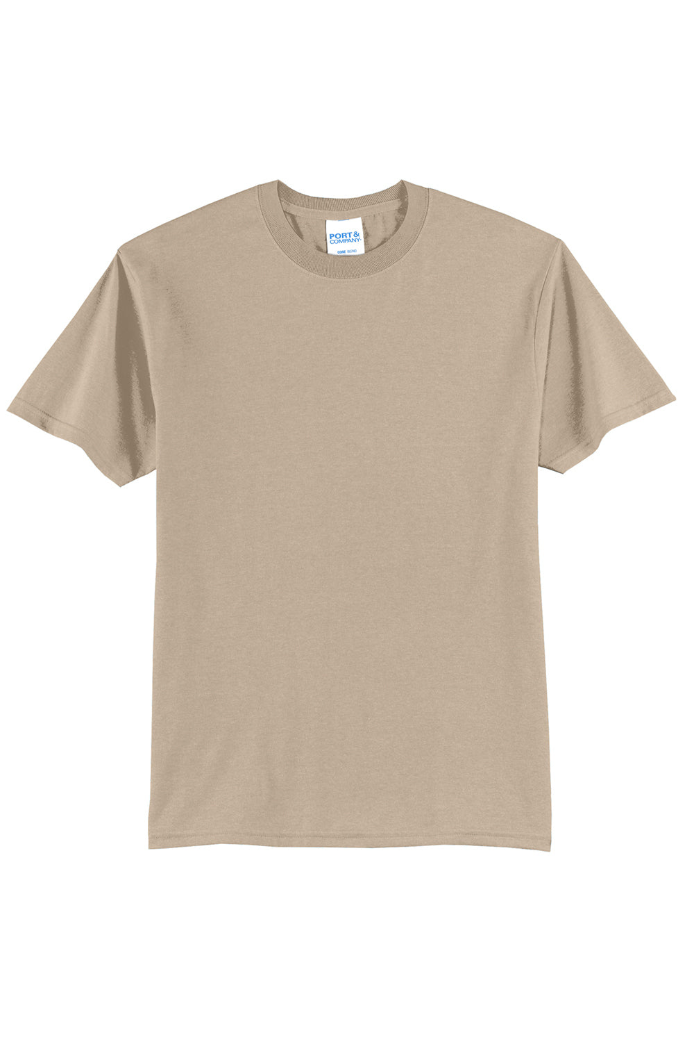 Port & Company PC55/PC55T Mens Core Short Sleeve Crewneck T-Shirt Desert Sand Flat Front