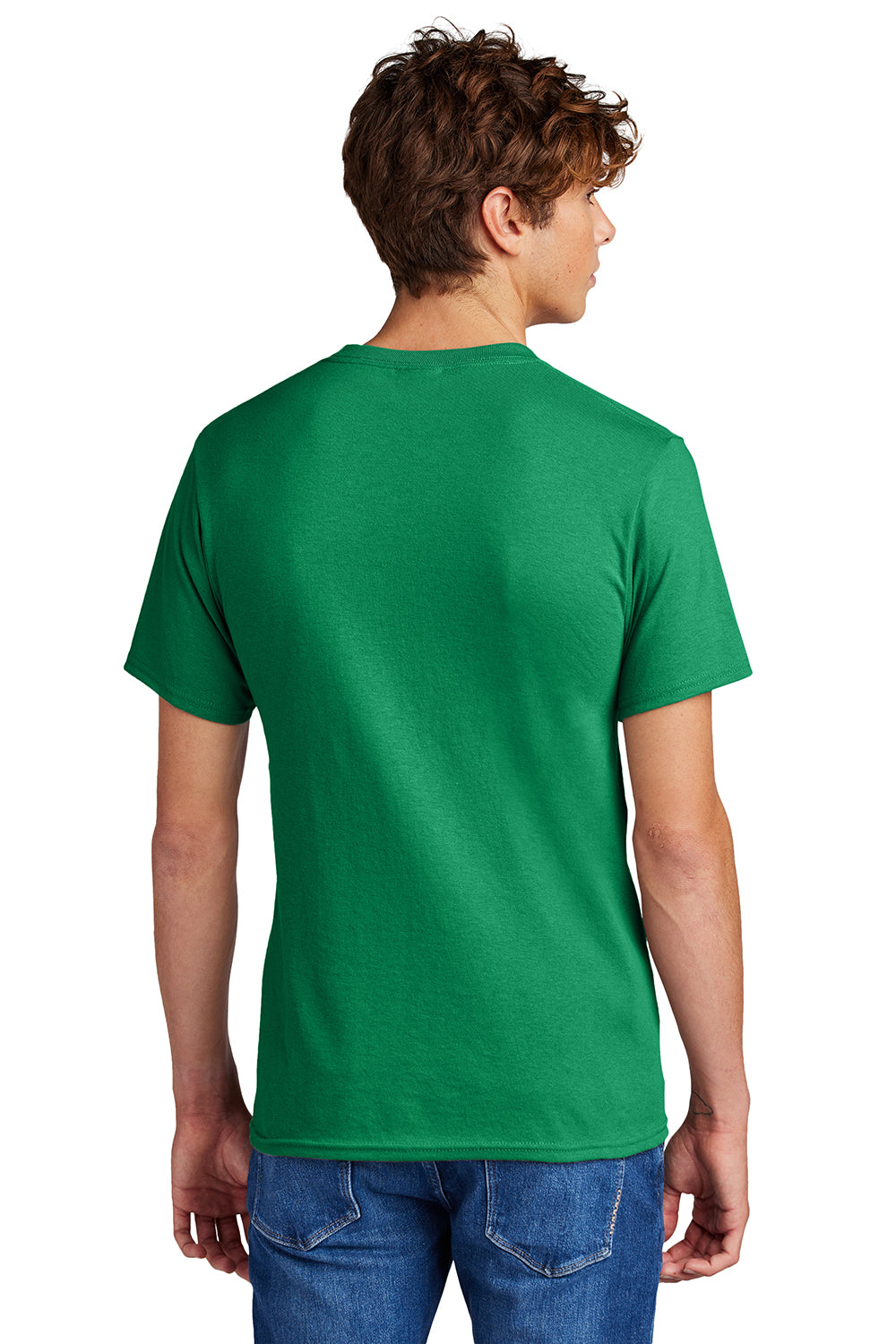 Port & Company PC55/PC55T Mens Core Short Sleeve Crewneck T-Shirt Kelly Green Model Back