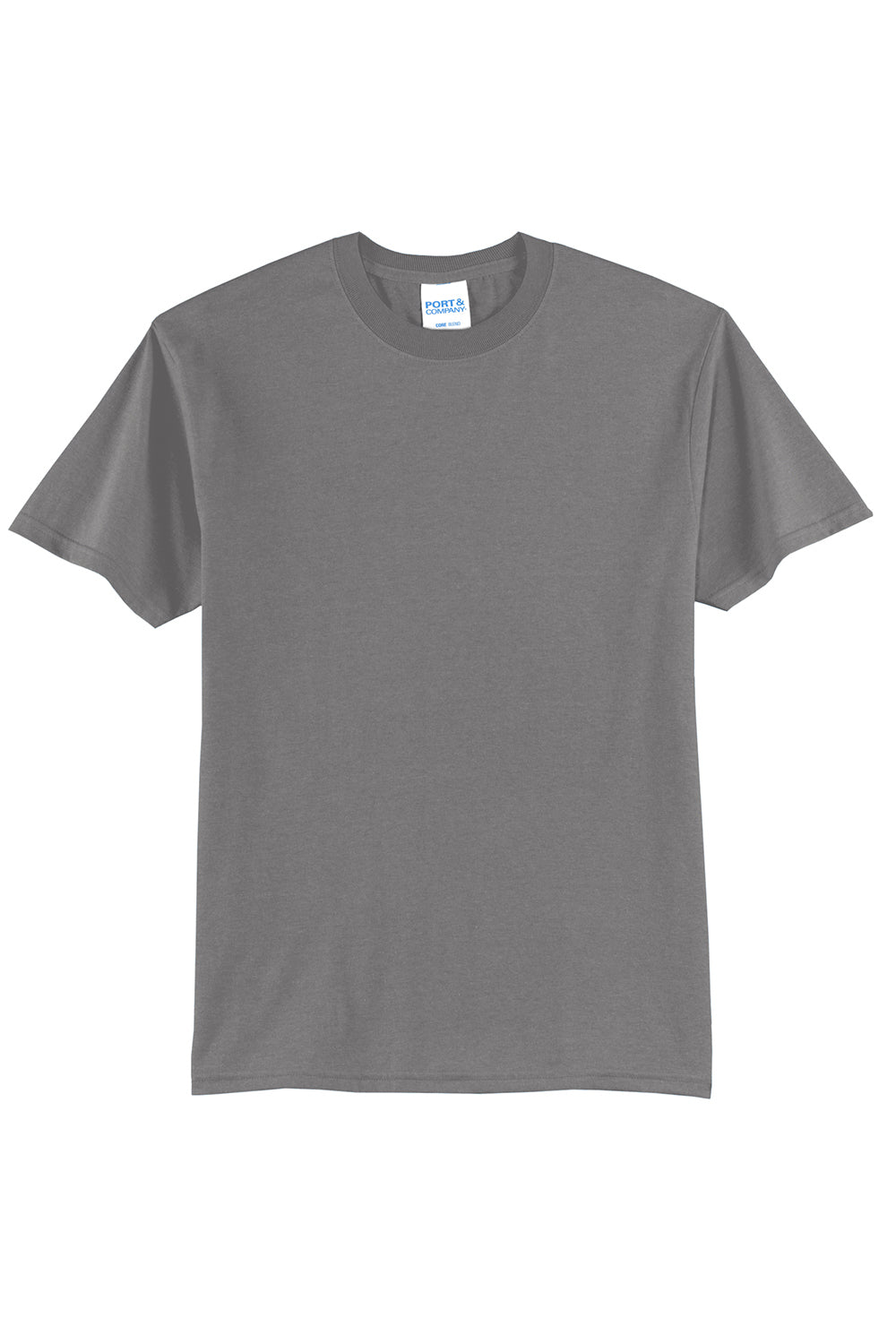 Port & Company PC55/PC55T Mens Core Short Sleeve Crewneck T-Shirt Medium Grey Flat Front