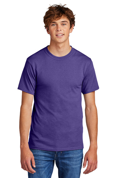 Port & Company PC55/PC55T Mens Core Short Sleeve Crewneck T-Shirt Purple Model Front