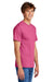 Port & Company PC55/PC55T Mens Core Short Sleeve Crewneck T-Shirt Sangria Pink Model Side