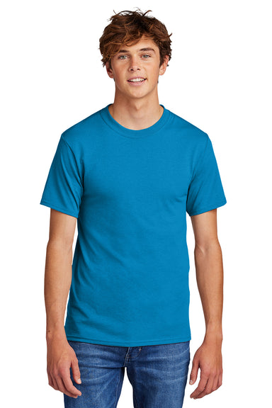 Port & Company PC55/PC55T Mens Core Short Sleeve Crewneck T-Shirt Sapphire Blue Model Front