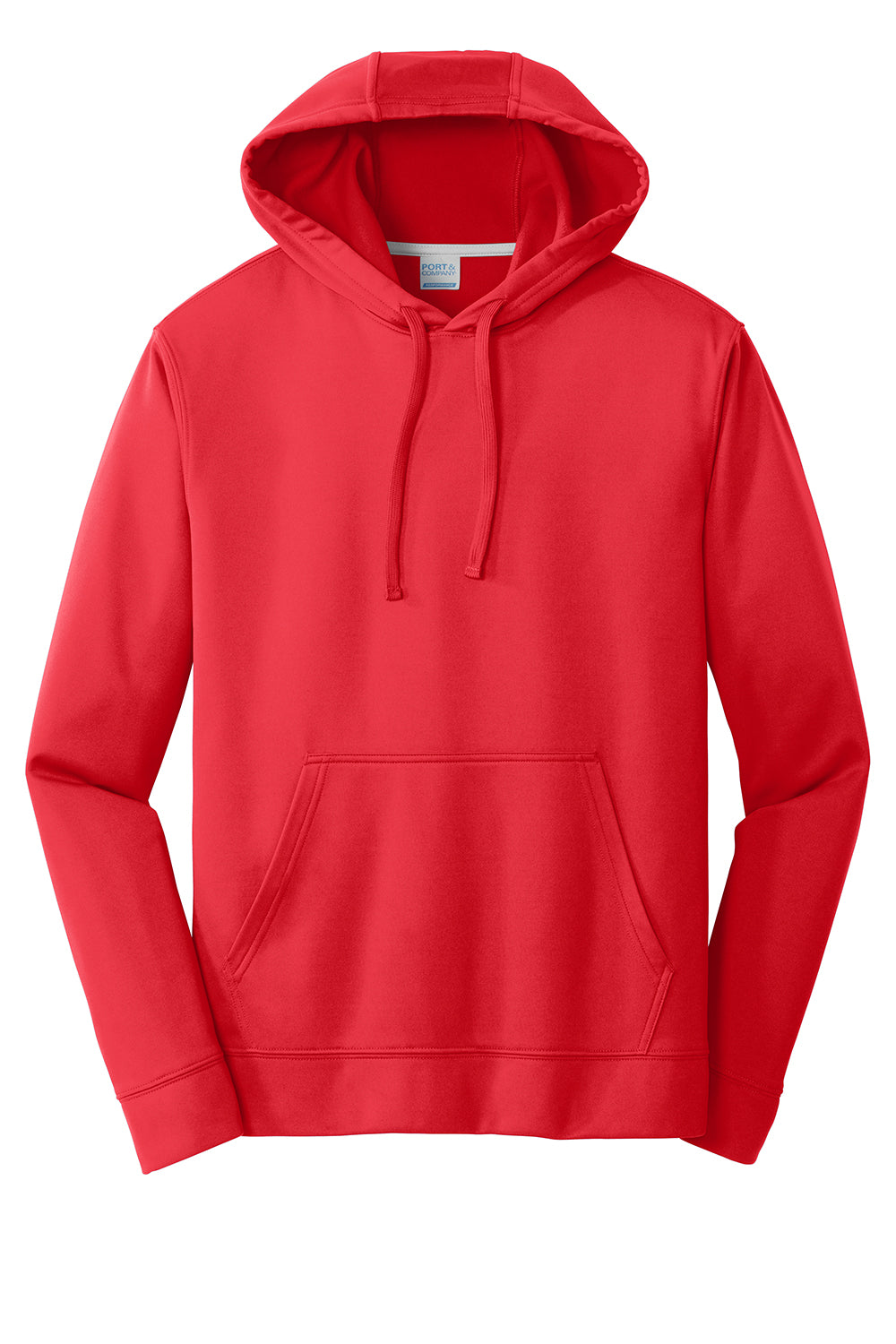 Port & Company PC590H Mens Dry Zone Performance Moisture Wicking Fleece Hooded Sweatshirt Hoodie Red Flat Front