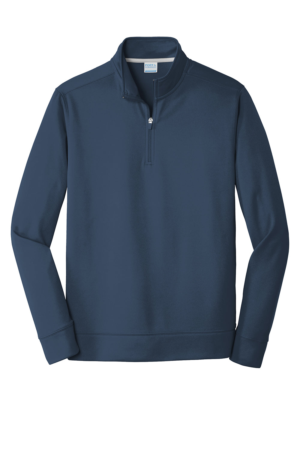 Port & Company PC590Q Mens Dry Zone Performance Moisture Wicking Fleece 1/4 Zip Sweatshirt Deep Navy Blue Flat Front