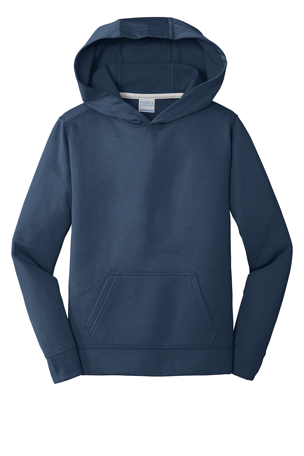 Port & Company PC590YH Youth Dry Zone Performance Moisture Wicking Fleece Hooded Sweatshirt Hoodie Deep Navy Blue Flat Front