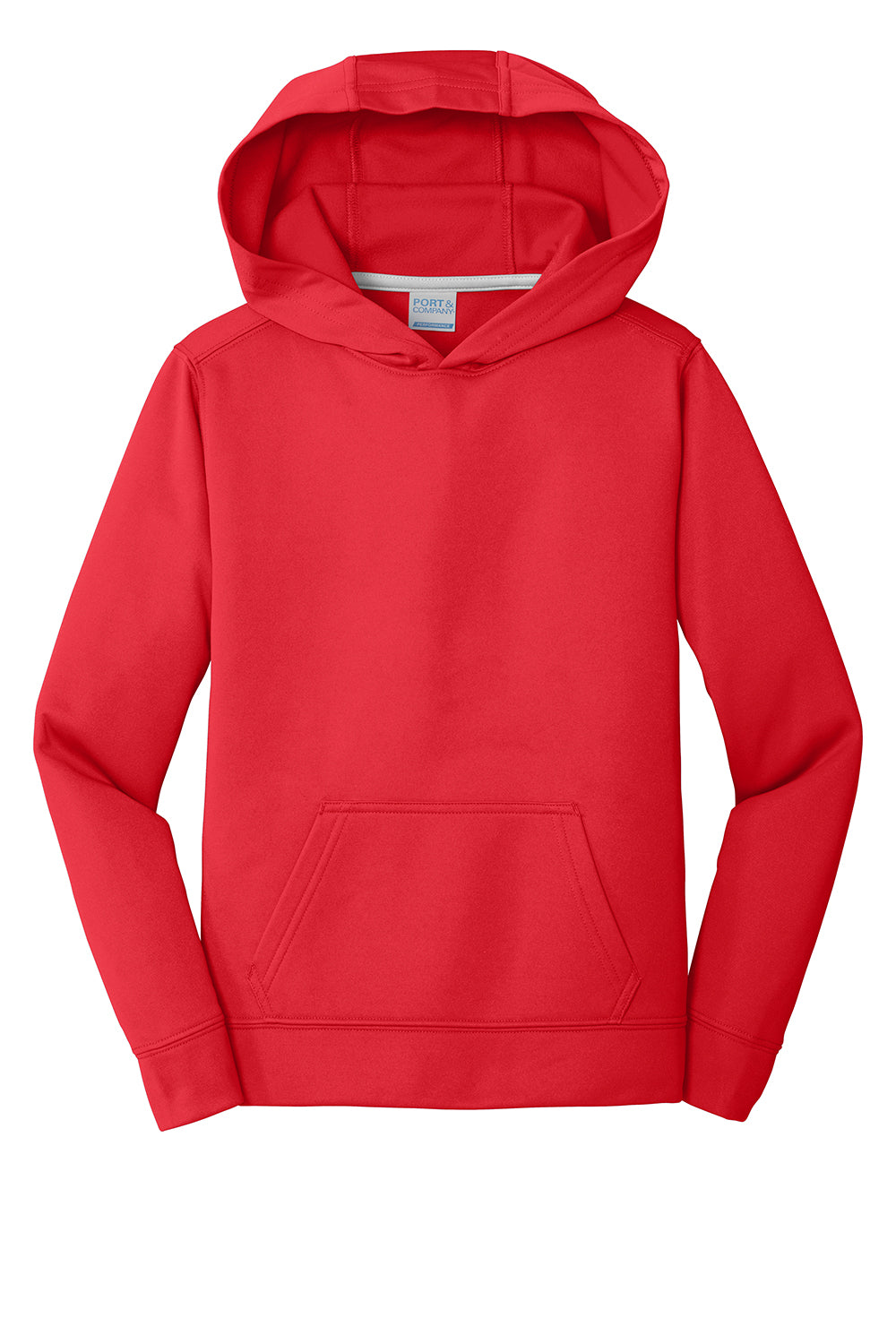 Port & Company PC590YH Youth Dry Zone Performance Moisture Wicking Fleece Hooded Sweatshirt Hoodie Red Flat Front