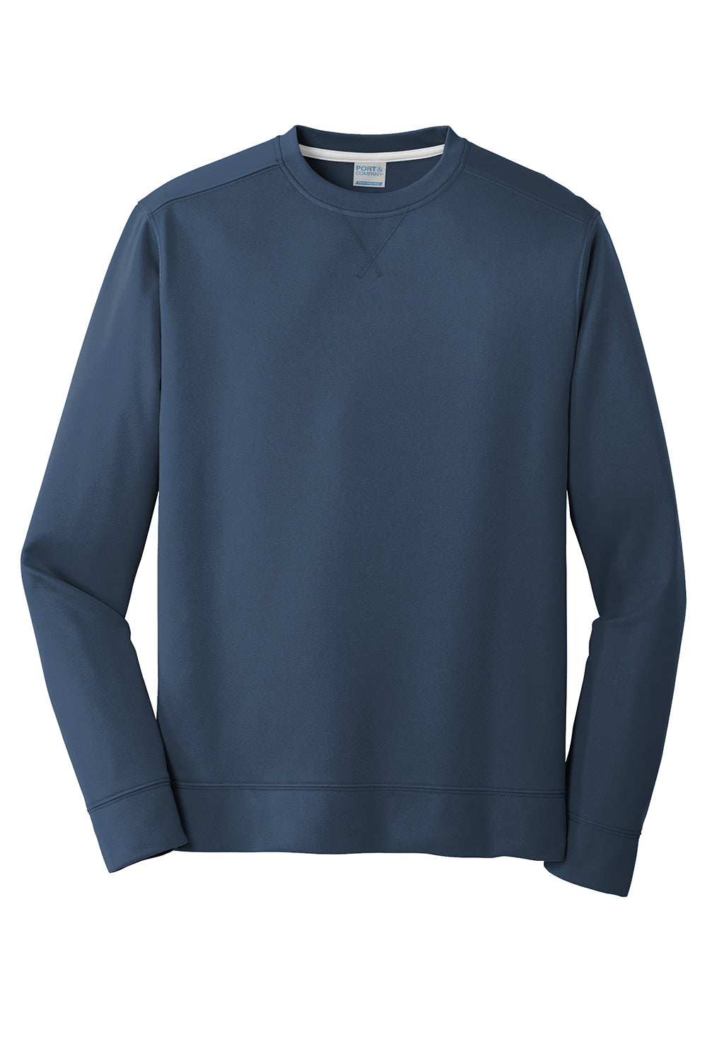 Port & Company PC590 Mens Dry Zone Performance Moisture Wicking Fleece Crewneck Sweatshirt Deep Navy Blue Flat Front