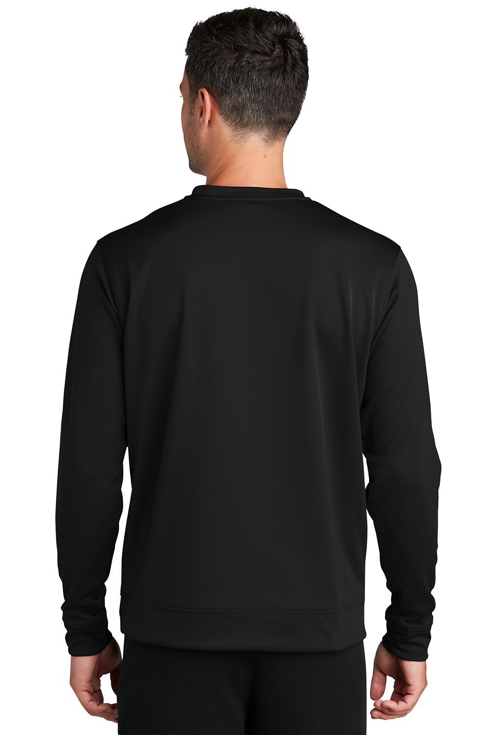 Port & Company PC590 Mens Dry Zone Performance Moisture Wicking Fleece Crewneck Sweatshirt Jet Black Model Back