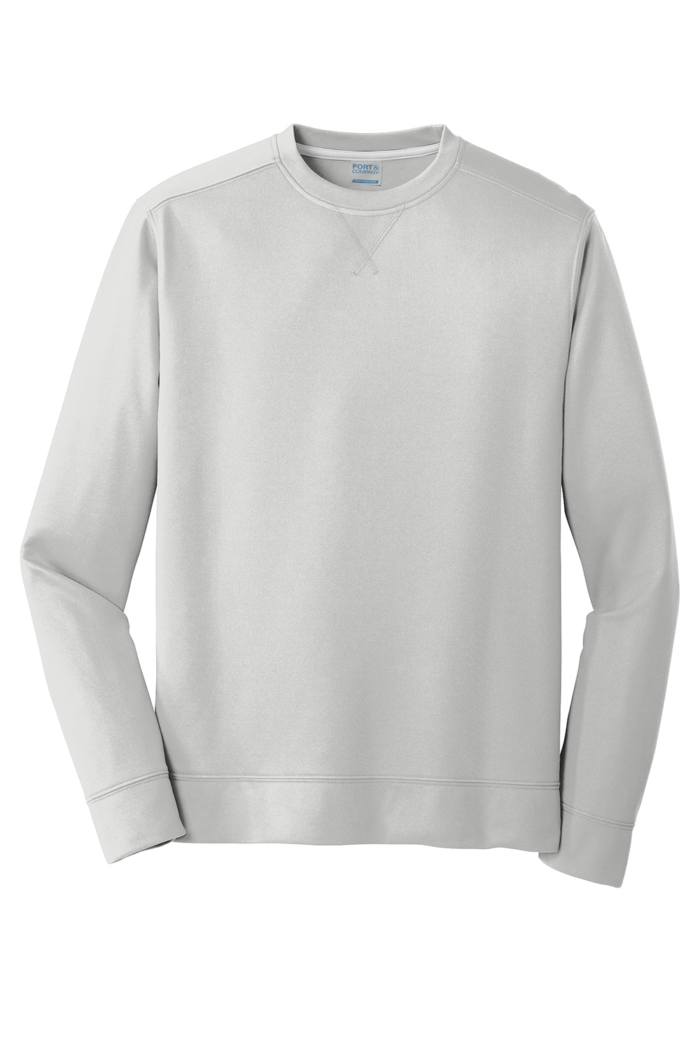 Port & Company PC590 Mens Dry Zone Performance Moisture Wicking Fleece Crewneck Sweatshirt Silver Grey Flat Front