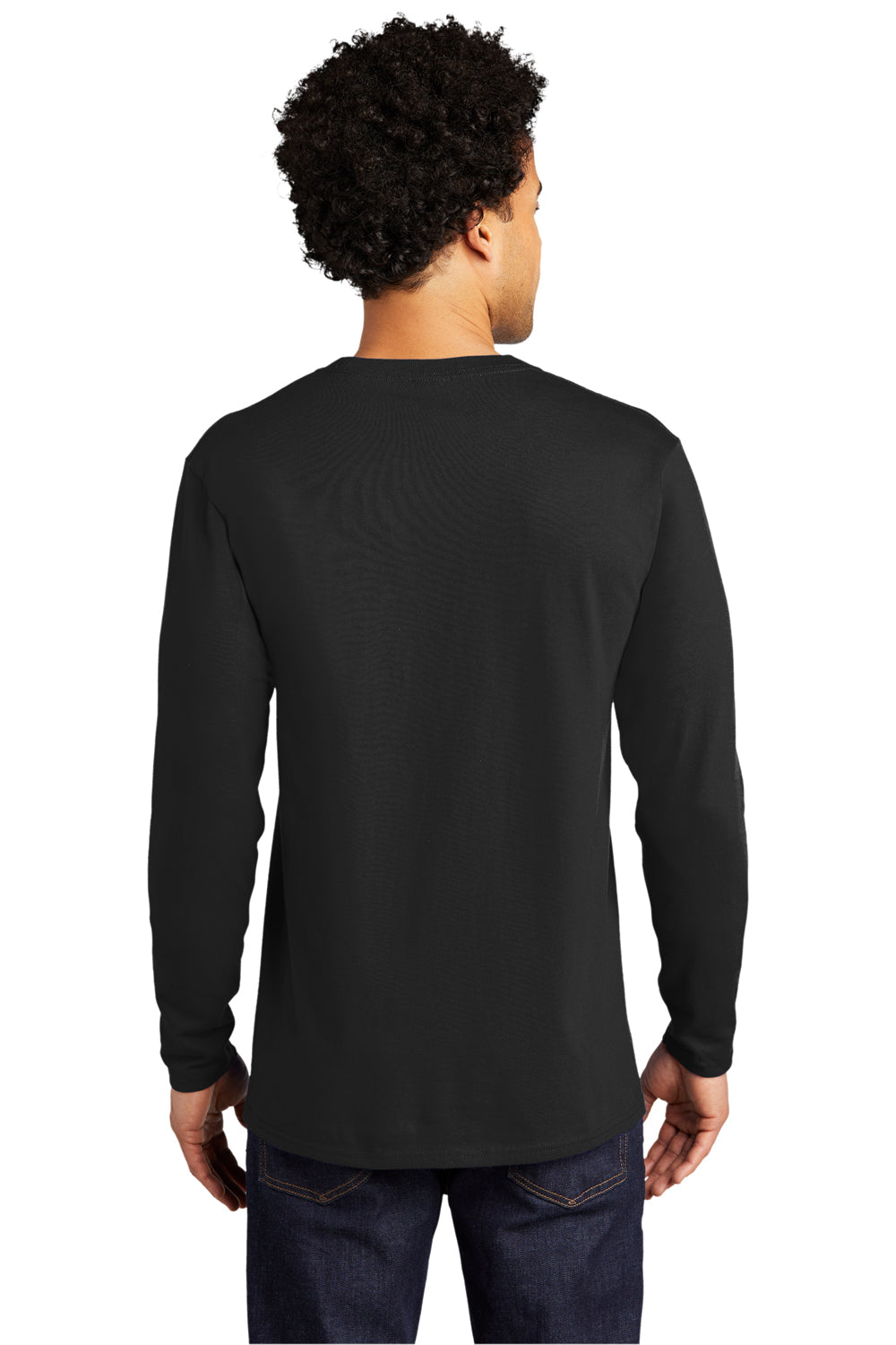 Port & Company PC600LS Mens Bouncer Long Sleeve Crewneck T-Shirt Deep Black Model Back