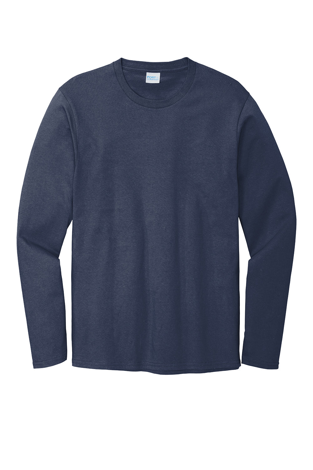 Port & Company PC600LS Mens Bouncer Long Sleeve Crewneck T-Shirt Navy Blue Flat Front