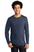 Port & Company PC600LS Mens Bouncer Long Sleeve Crewneck T-Shirt Navy Blue Model Front