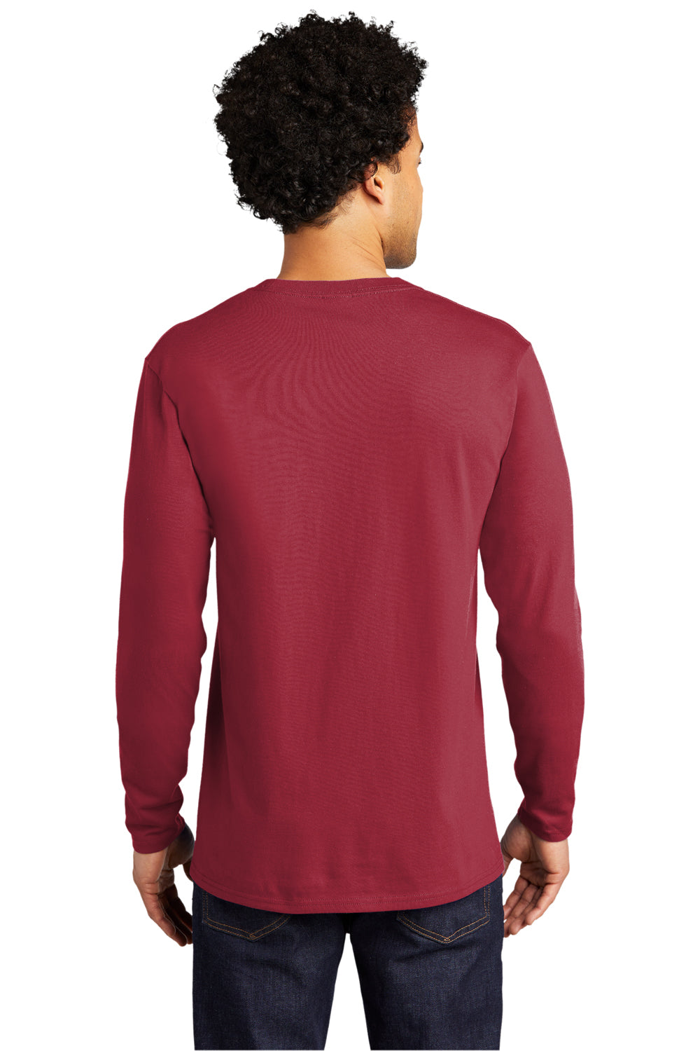 Port & Company PC600LS Mens Bouncer Long Sleeve Crewneck T-Shirt Rich Red Model Back