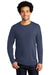 Port & Company PC600LS Mens Bouncer Long Sleeve Crewneck T-Shirt Heather Team Navy Blue Model Front