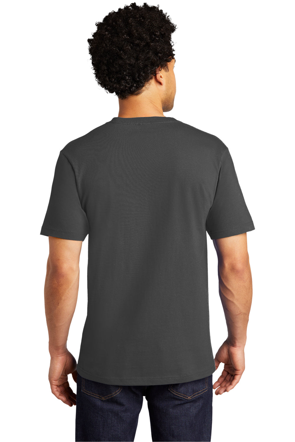 Port & Company PC600P Mens Bouncer Short Sleeve Crewneck T-Shirt w/ Pocket Coal Grey Model Back