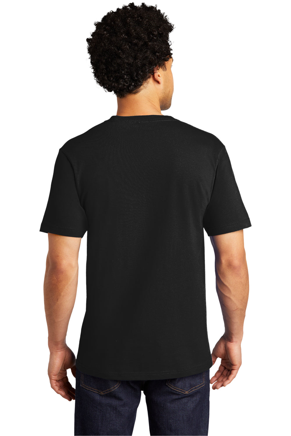 Port & Company PC600P Mens Bouncer Short Sleeve Crewneck T-Shirt w/ Pocket Deep Black Model Back