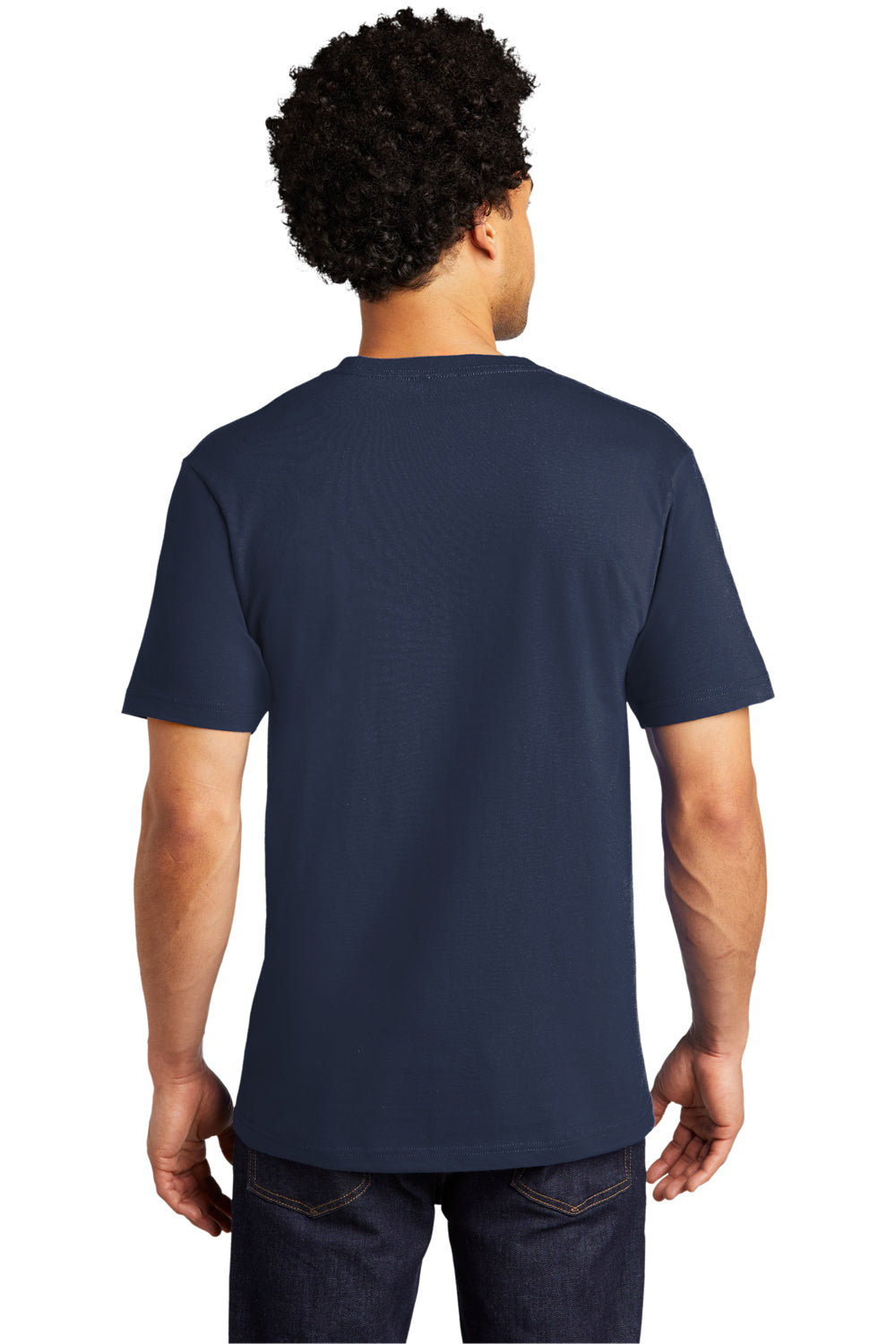 Port & Company PC600P Mens Bouncer Short Sleeve Crewneck T-Shirt w/ Pocket Navy Blue Model Back