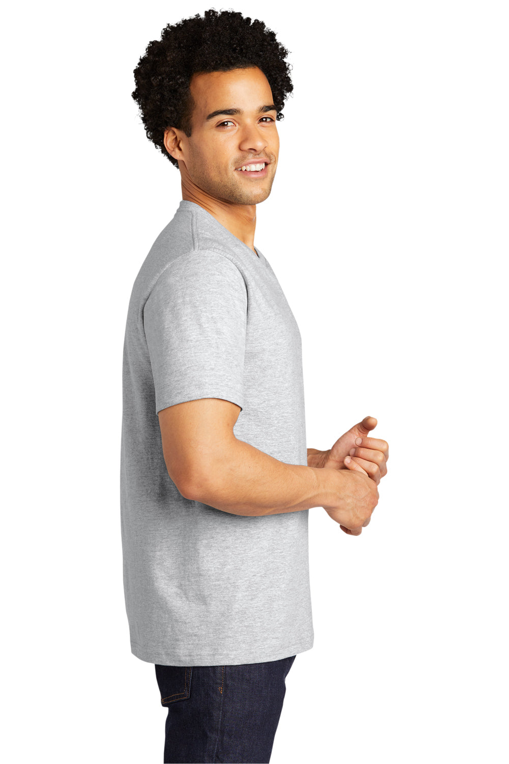 Port & Company PC600 Mens Bouncer Short Sleeve Crewneck T-Shirt Ash Grey Model Side