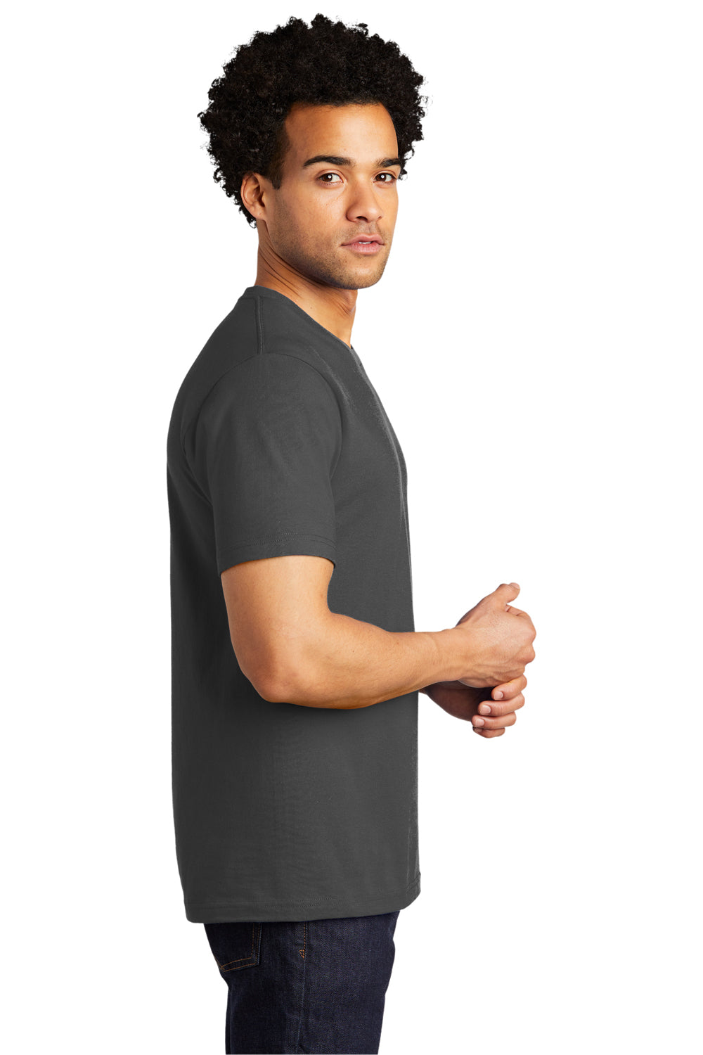 Port & Company PC600 Mens Bouncer Short Sleeve Crewneck T-Shirt Coal Grey Model Side