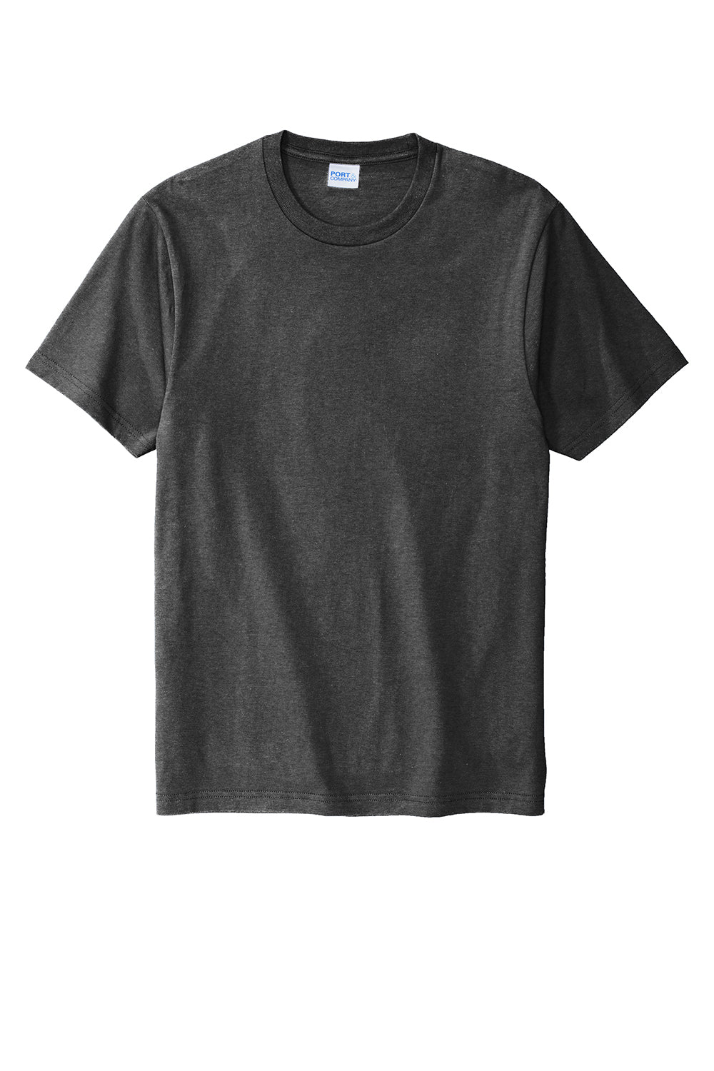 Port & Company PC600 Mens Bouncer Short Sleeve Crewneck T-Shirt Heather Dark Grey Flat Front