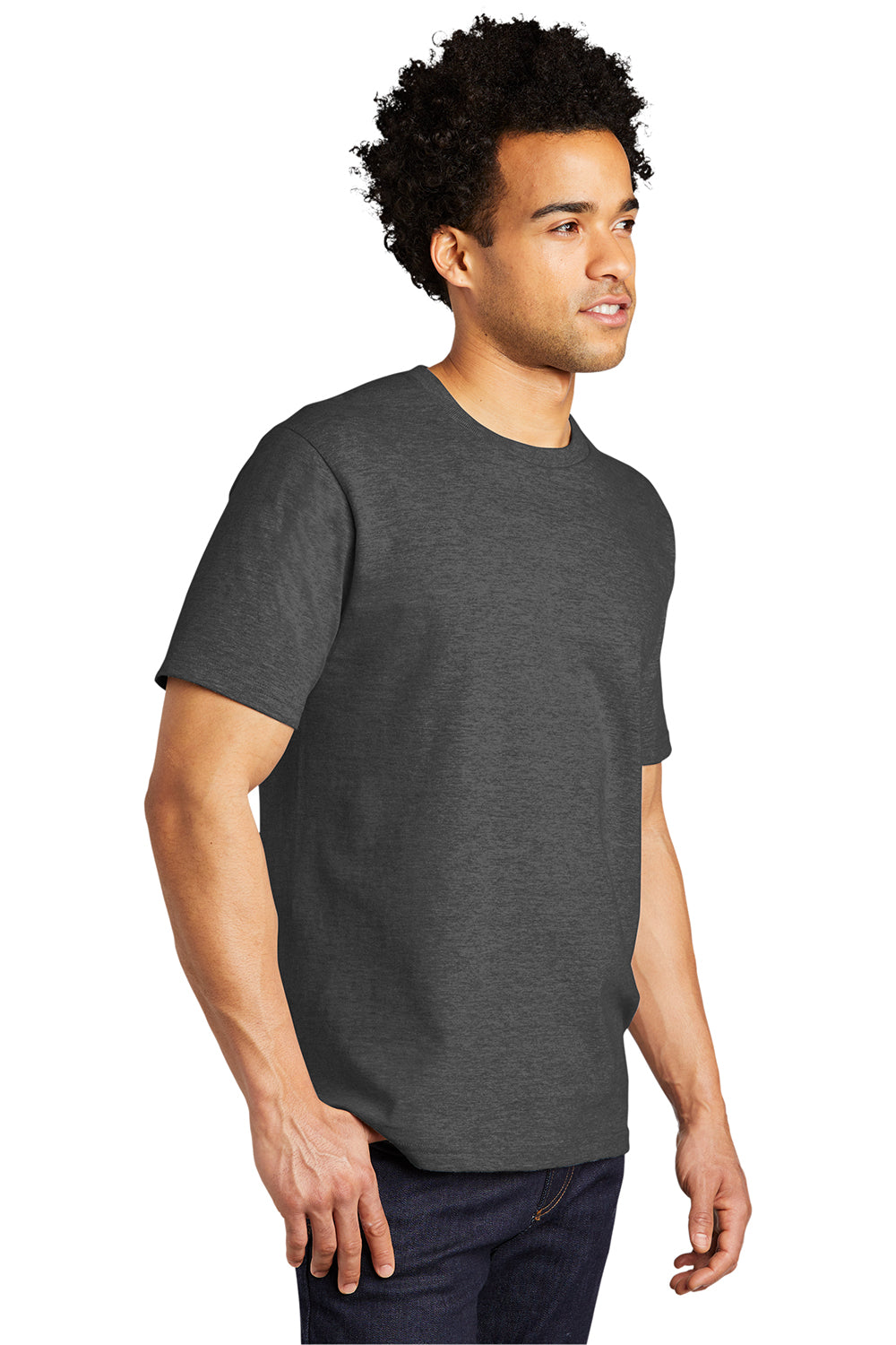 Port & Company PC600 Mens Bouncer Short Sleeve Crewneck T-Shirt Heather Dark Grey Model 3q