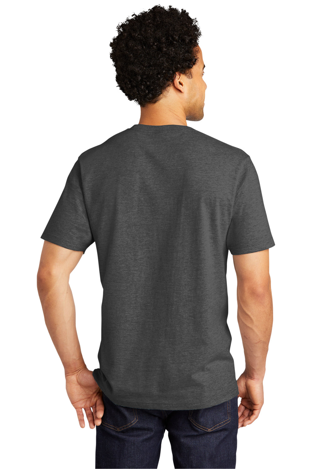 Port & Company PC600 Mens Bouncer Short Sleeve Crewneck T-Shirt Heather Dark Grey Model Back