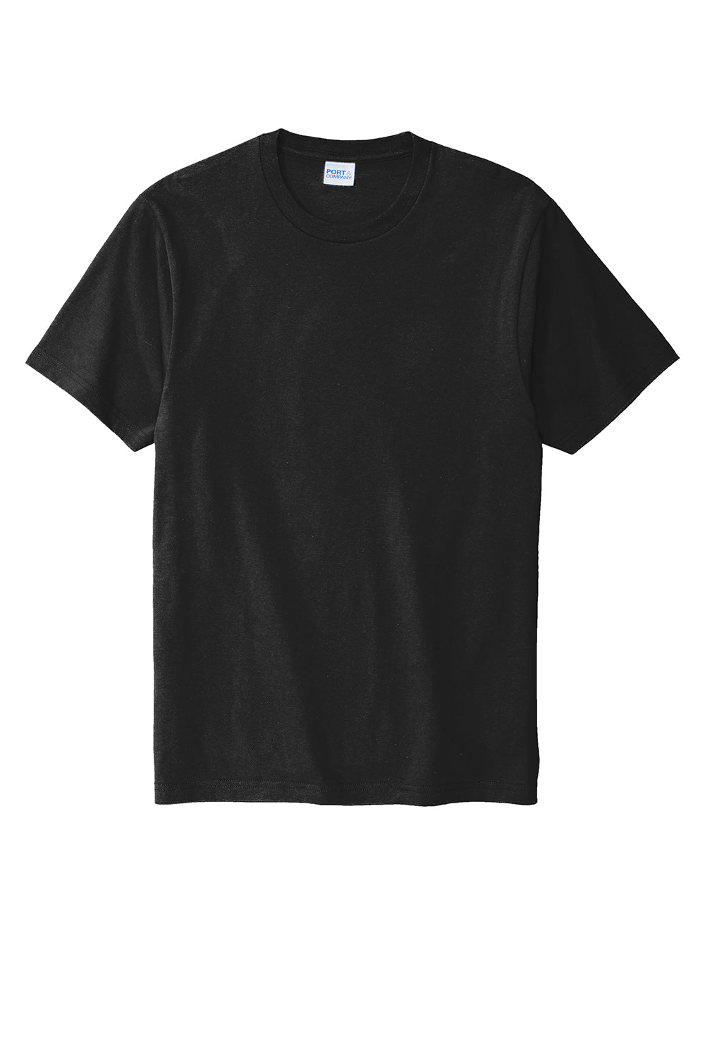 Port & Company PC600 Mens Bouncer Short Sleeve Crewneck T-Shirt Deep Black Flat Front